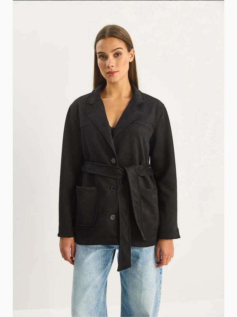 Giacca button-up in finto suede lucci Nero - Kiabi