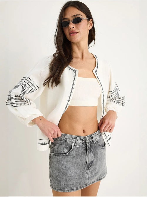 Giacca casual ricamata con girocollo lucci - Kiabi