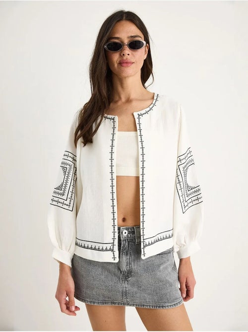 Giacca casual ricamata con girocollo lucci - Kiabi