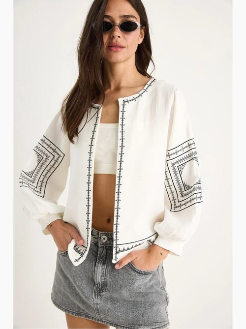 Giacca casual ricamata con girocollo lucci - Kiabi
