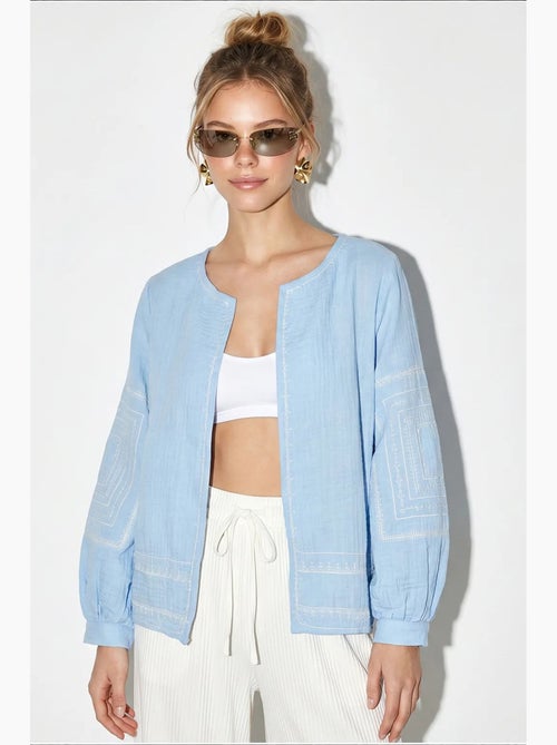 Giacca casual ricamata con girocollo lucci - Kiabi Giacca casual ricamata con girocollo lucci - Kiabi
