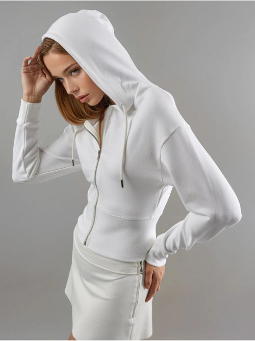 Giacca con cappuccio a maniche lunghe con zip busem - Kiabi Giacca con cappuccio a maniche lunghe con zip busem - Kiabi