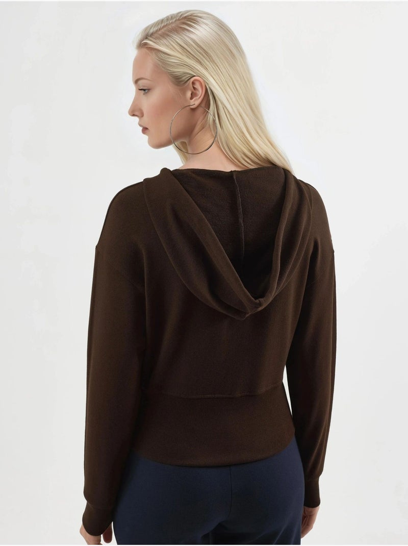 Giacca con cappuccio a maniche lunghe con zip busem Marrone cioccolato - Kiabi