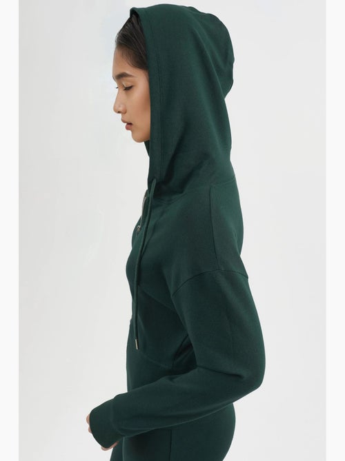 Giacca con cappuccio a maniche lunghe con zip busem - Kiabi Giacca con cappuccio a maniche lunghe con zip busem - Kiabi