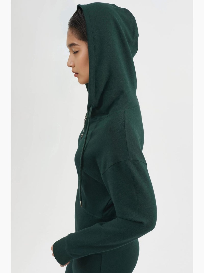 Giacca con cappuccio a maniche lunghe con zip busem Verde scuro - Kiabi