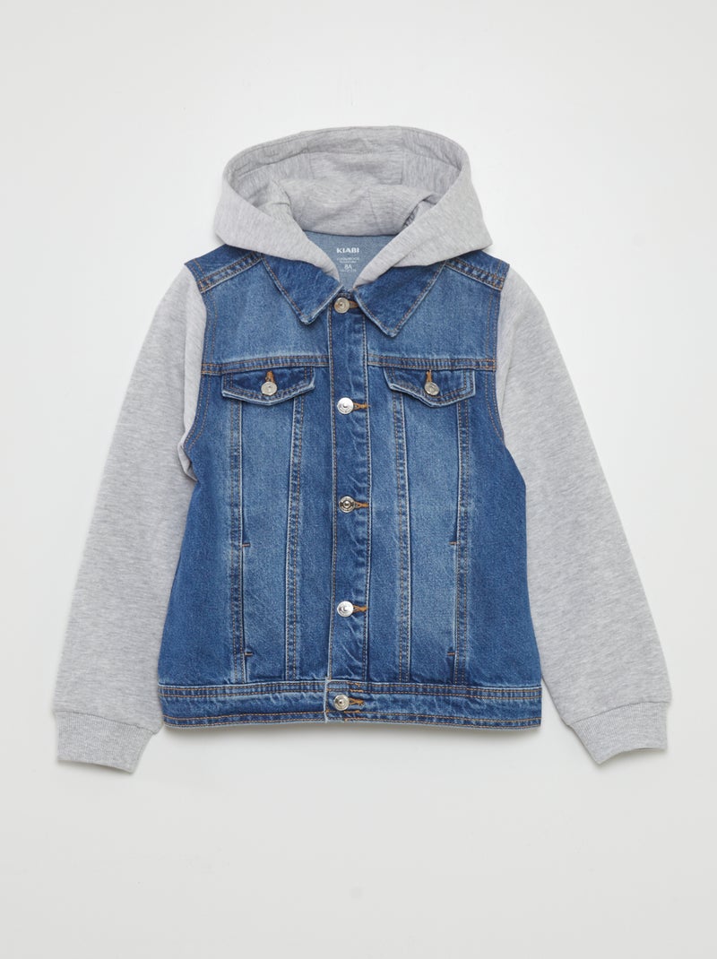 Giacca con cappuccio bimateriale BLU - Kiabi