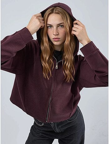 Giacca con cappuccio con zip integrale e tasche busem