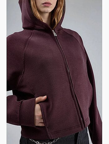 Giacca con cappuccio con zip integrale e tasche busem