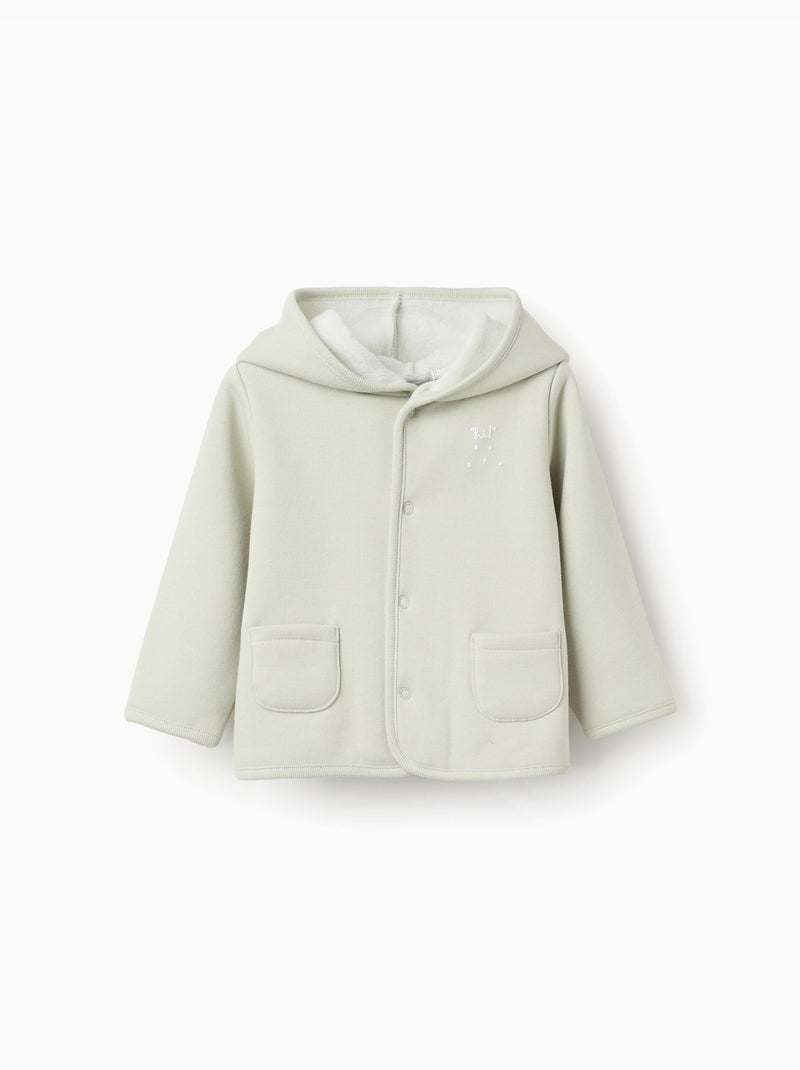Giacca con cappuccio e fodera in peluche Verde chiaro - Kiabi