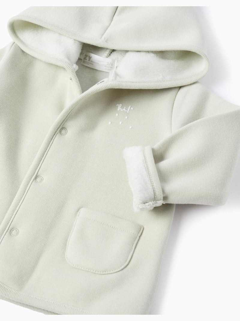 Giacca con cappuccio e fodera in peluche Verde chiaro - Kiabi