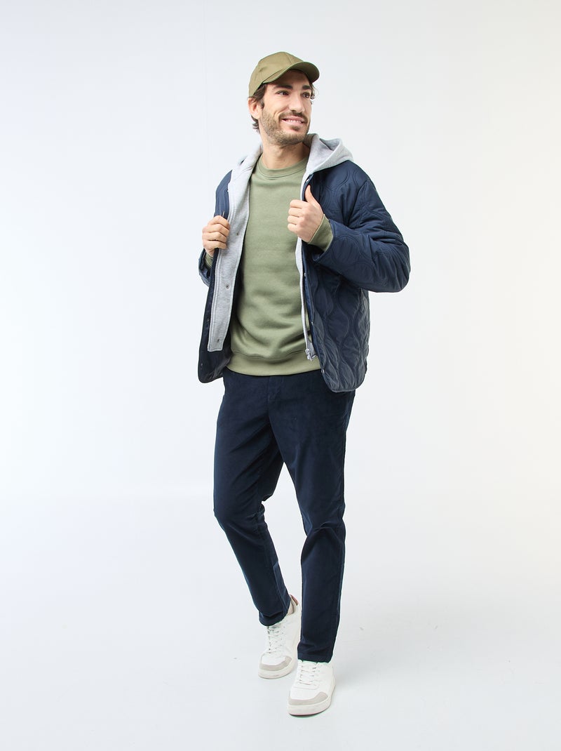 Giacca con cappuccio e pettorina in felpa removibile Blu - Kiabi