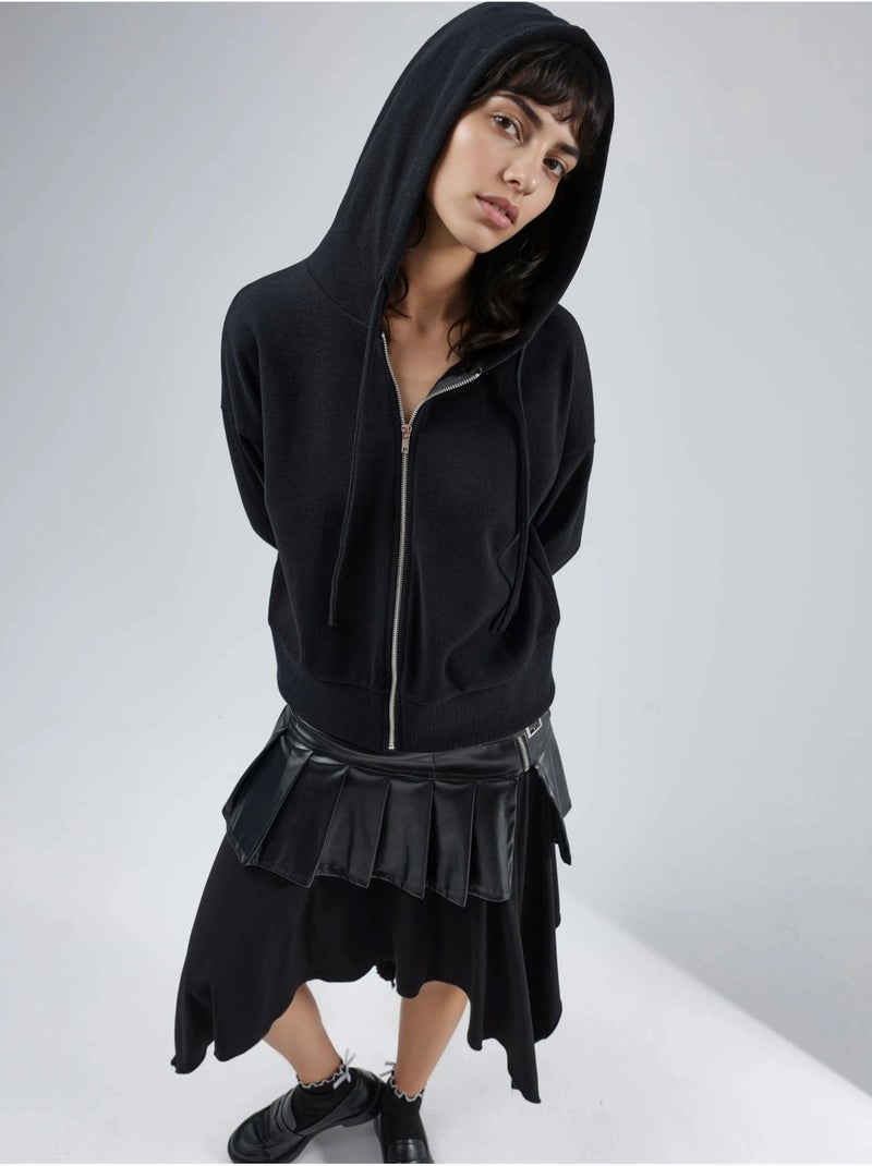 Giacca con cappuccio e zip con tasche busem Nero - Kiabi
