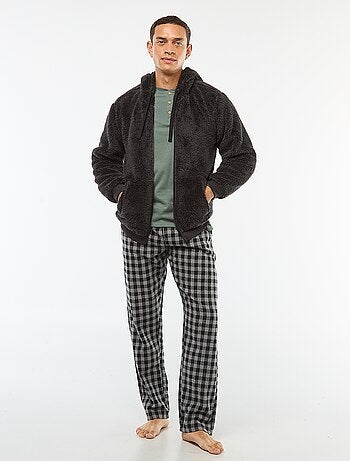 Giacca con cappuccio e zip in maglia peluche