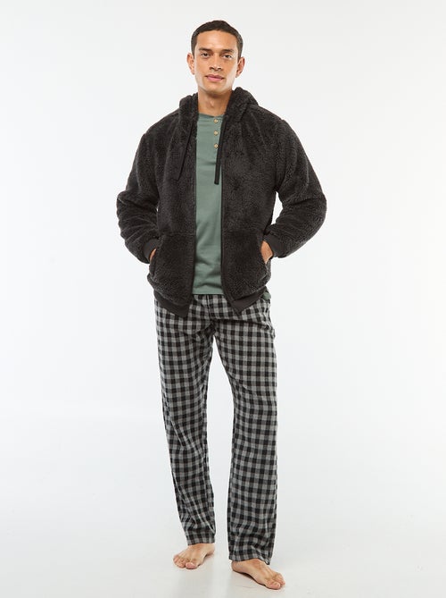 Giacca con cappuccio e zip in maglia peluche - Kiabi