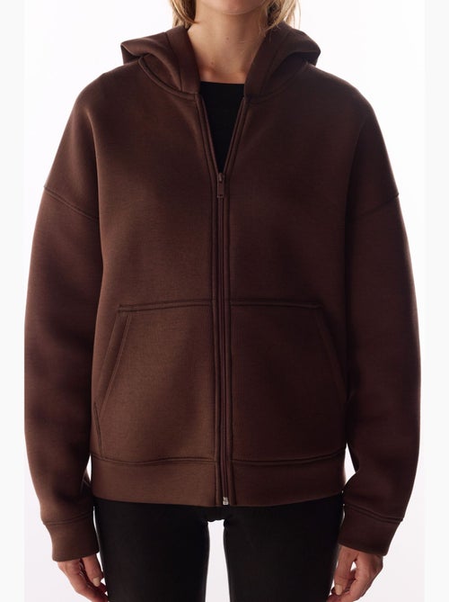Giacca con cappuccio e zip in tessuto scuba penti - Kiabi Giacca con cappuccio e zip in tessuto scuba penti - Kiabi