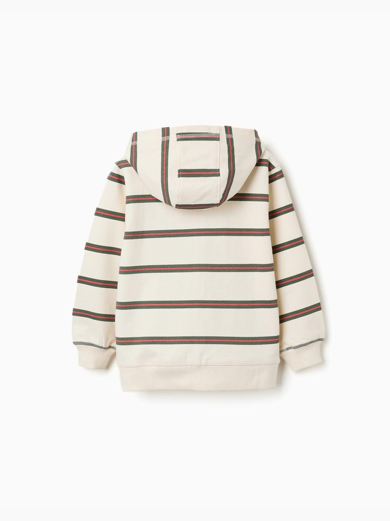 Giacca con cappuccio in cotone a righe Beige chiaro - Kiabi