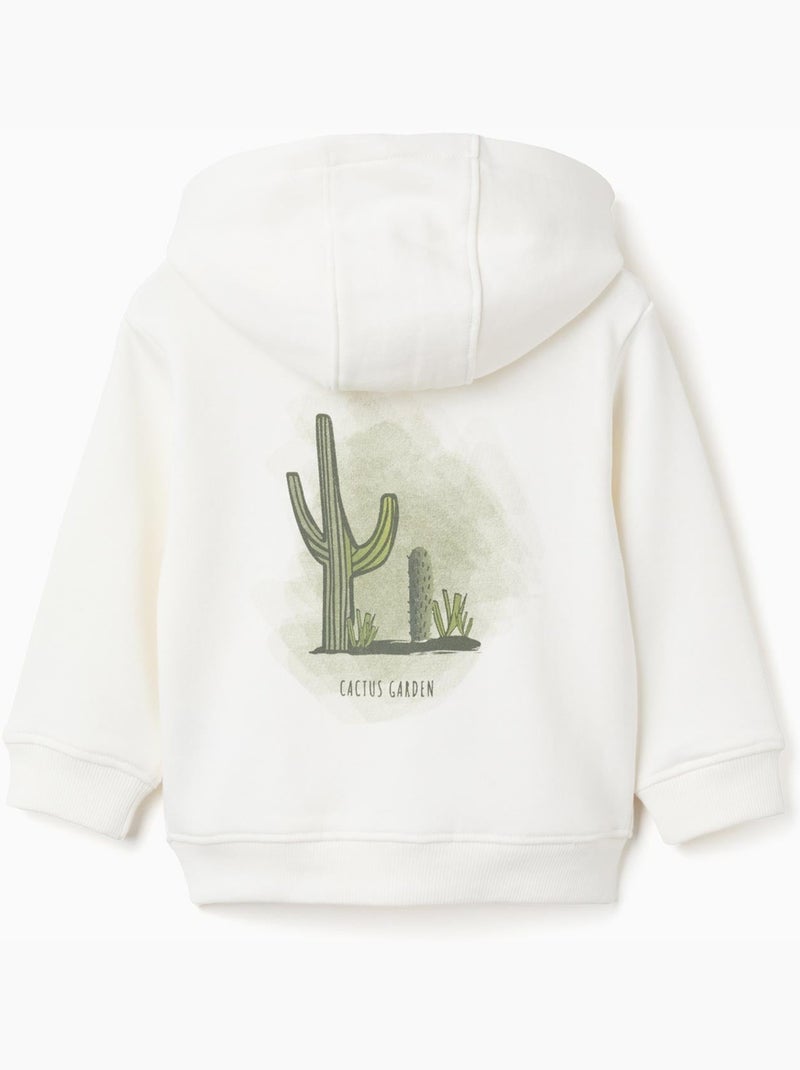 Giacca con cappuccio in cotone con stampa cactus garden Beige chiaro - Kiabi