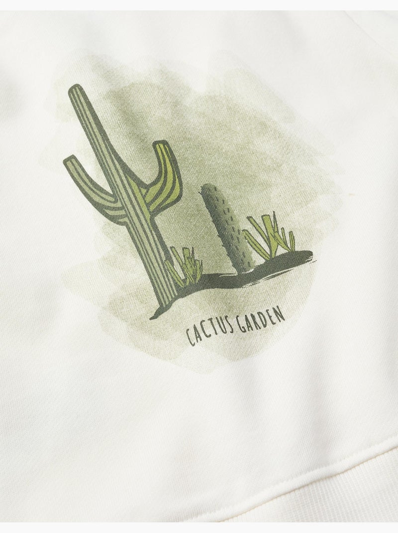 Giacca con cappuccio in cotone con stampa cactus garden Beige chiaro - Kiabi