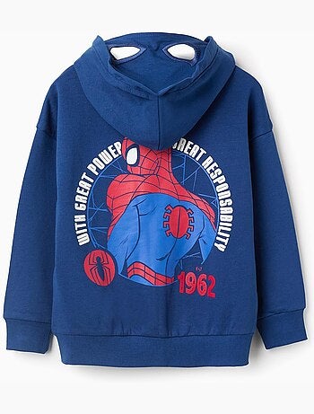 Giacca con cappuccio in cotone con stampe di spider-man