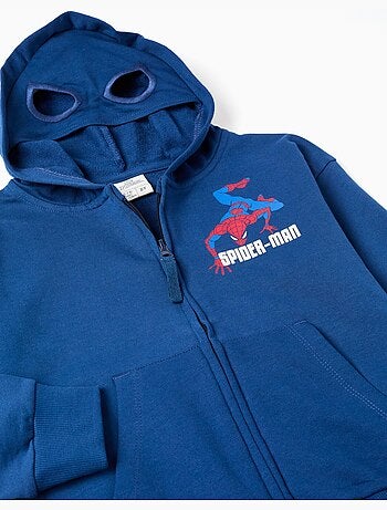 Giacca con cappuccio in cotone con stampe di spider-man