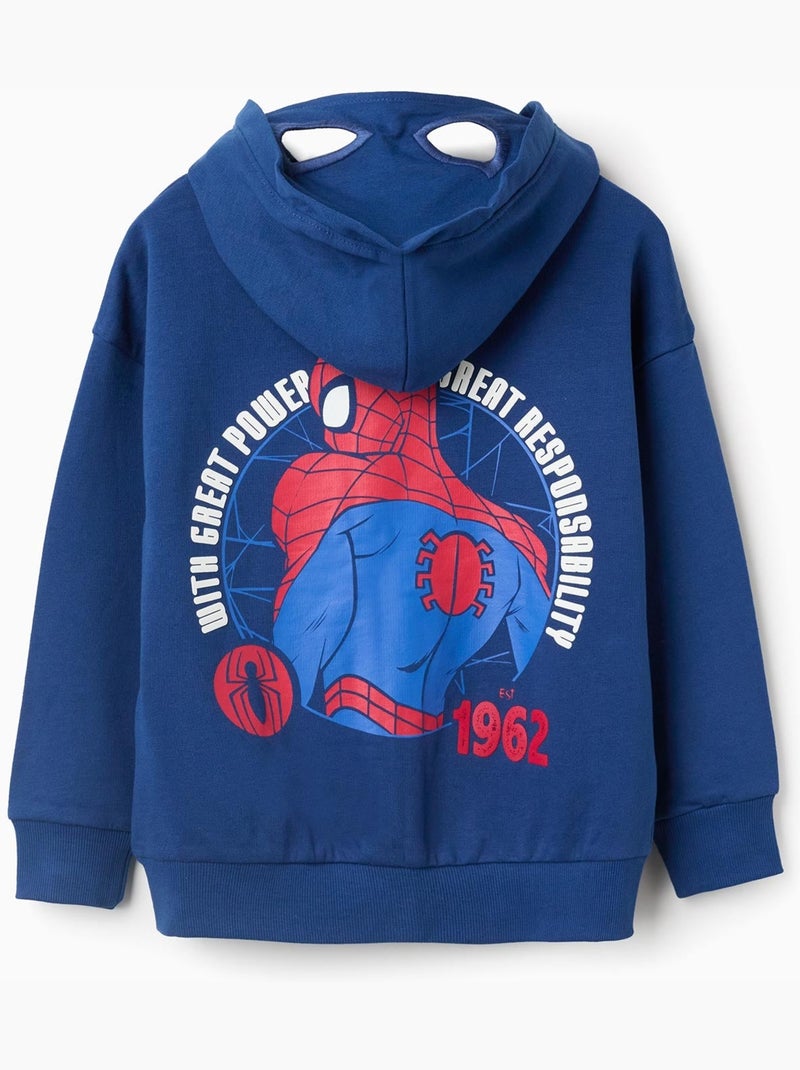 Giacca con cappuccio in cotone con stampe di spider-man Blu scuro - Kiabi