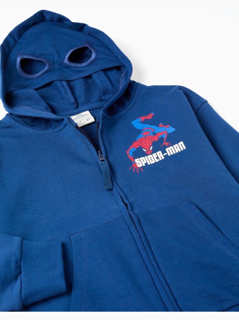 Giacca con cappuccio in cotone con stampe di spider-man Blu scuro - Kiabi