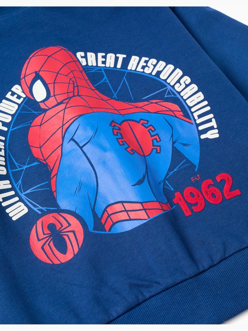 Giacca con cappuccio in cotone con stampe di spider-man Blu scuro - Kiabi