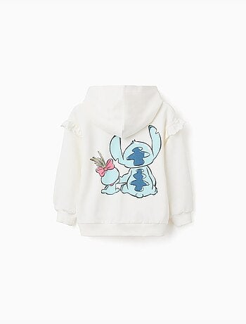 Giacca con cappuccio in cotone con stampe di stitch e volant