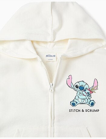 Giacca con cappuccio in cotone con stampe di stitch e volant