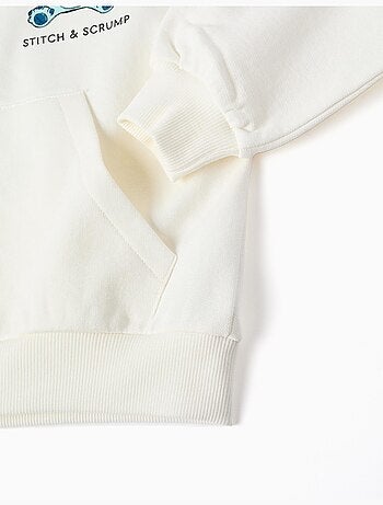 Giacca con cappuccio in cotone con stampe di stitch e volant