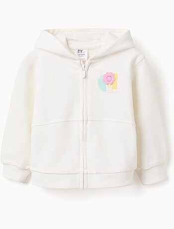 Giacca con cappuccio in cotone con stampe floreali