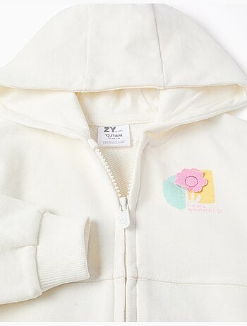 Giacca con cappuccio in cotone con stampe floreali