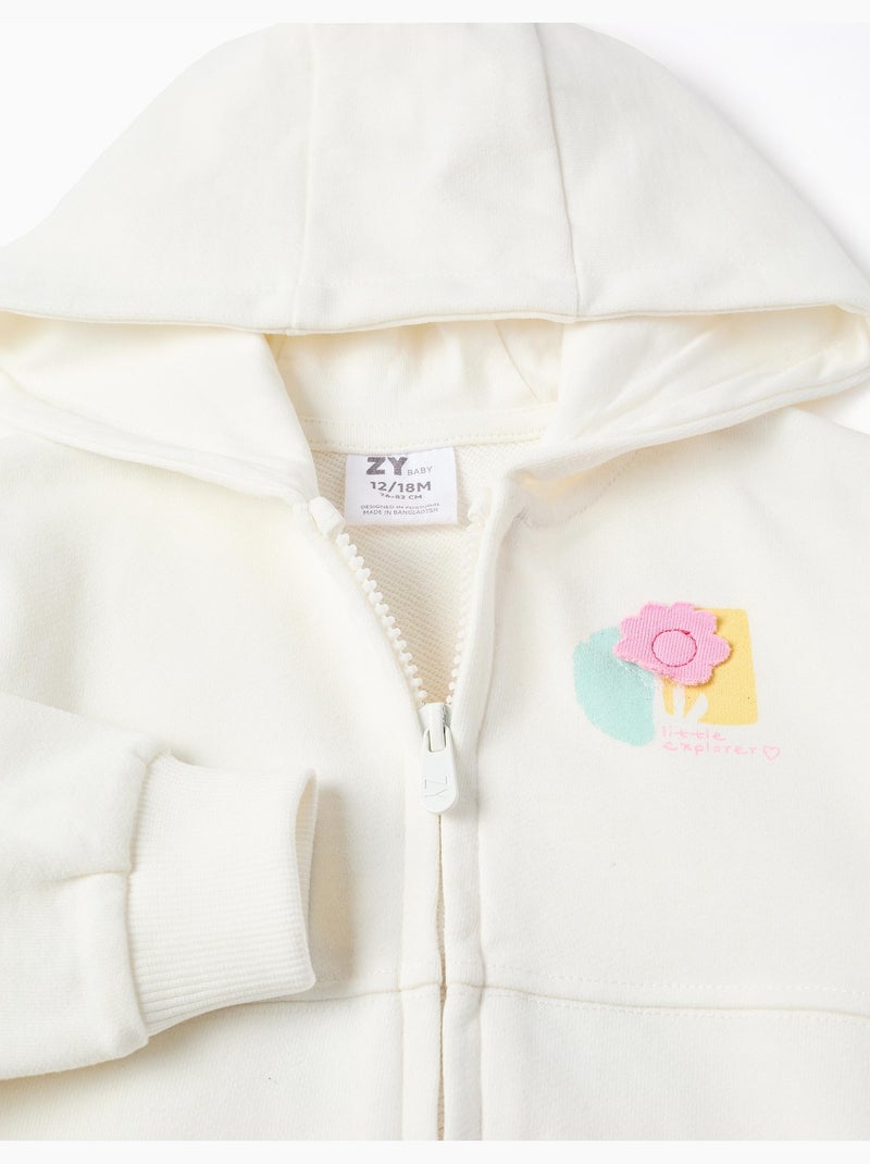 Giacca con cappuccio in cotone con stampe floreali Beige chiaro - Kiabi