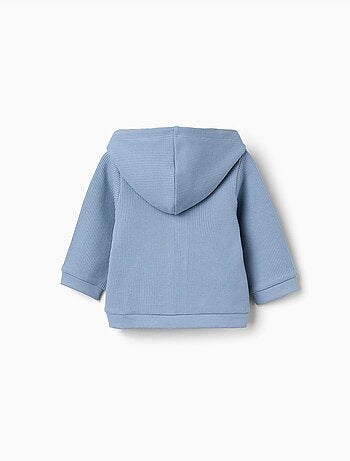 Giacca con cappuccio in cotone con texture a nido d'ape