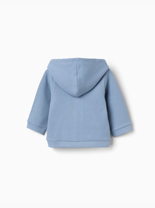 Giacca con cappuccio in cotone con texture a nido d'ape - Kiabi