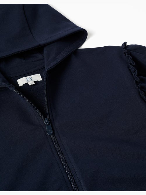 Giacca con cappuccio in cotone con volant - Kiabi