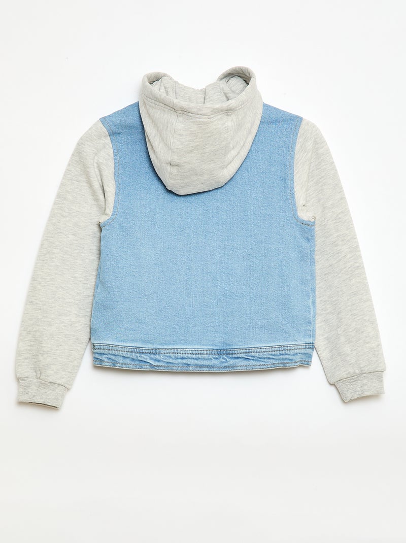 Giacca con cappuccio in denim e jersey Blu - Kiabi