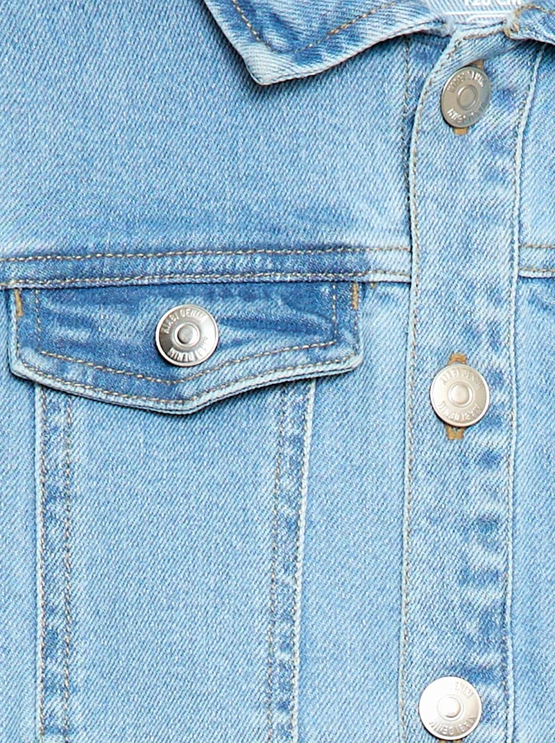 Giacca con cappuccio in denim e jersey Blu - Kiabi