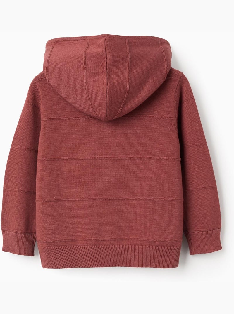 Giacca con cappuccio in maglia con linee in rilievo Marrone - Kiabi
