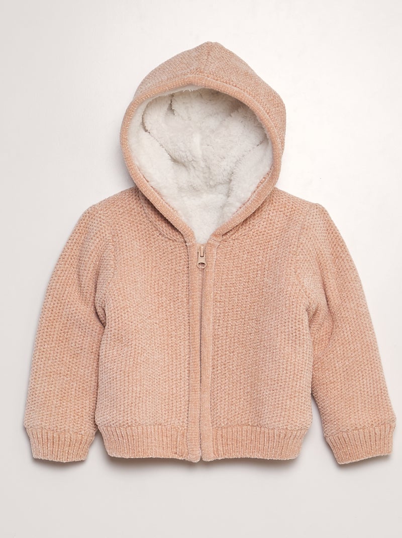Giacca con cappuccio lavorata a maglia ROSA - Kiabi