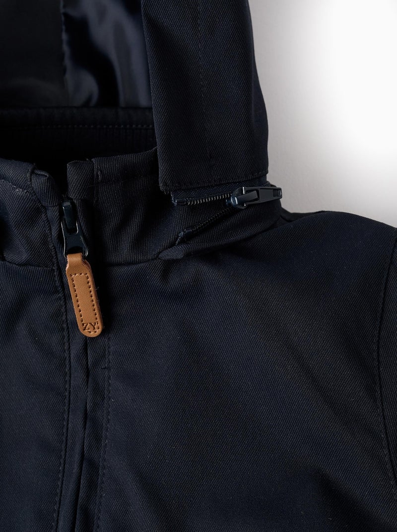 Giacca con cappuccio per mezza stagione con cappuccio rimovibile Blu scuro - Kiabi
