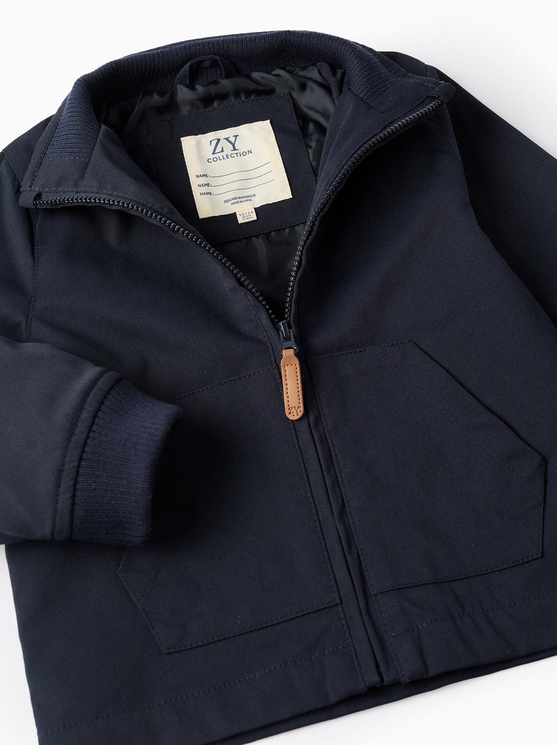 Giacca con cappuccio per mezza stagione con cappuccio rimovibile Blu scuro - Kiabi