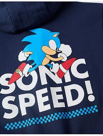 Giacca con cappuccio spazzolata con stampe di sonic