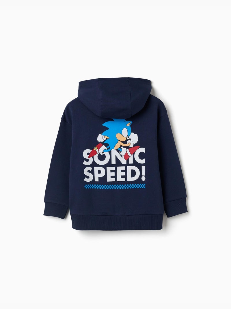 Giacca con cappuccio spazzolata con stampe di sonic Blu scuro - Kiabi