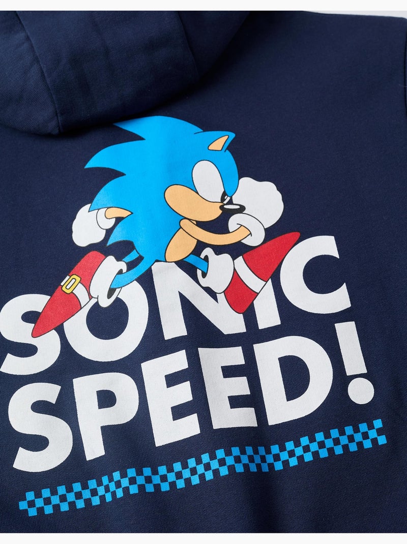 Giacca con cappuccio spazzolata con stampe di sonic Blu scuro - Kiabi
