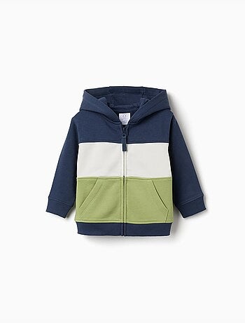 Giacca con cappuccio spazzolato con colour block