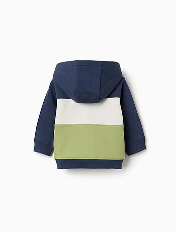 Giacca con cappuccio spazzolato con colour block