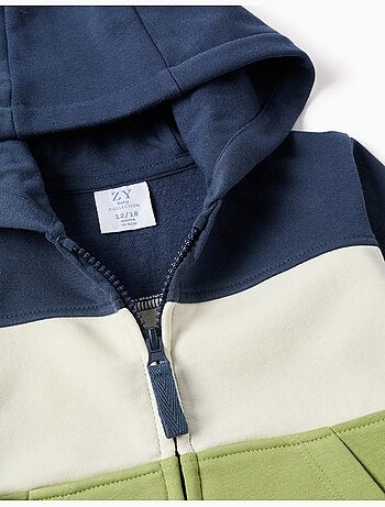 Giacca con cappuccio spazzolato con colour block