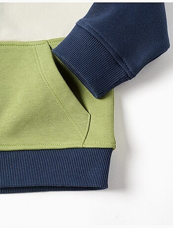Giacca con cappuccio spazzolato con colour block
