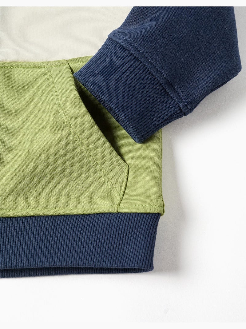 Giacca con cappuccio spazzolato con colour block Blu scuro - Kiabi